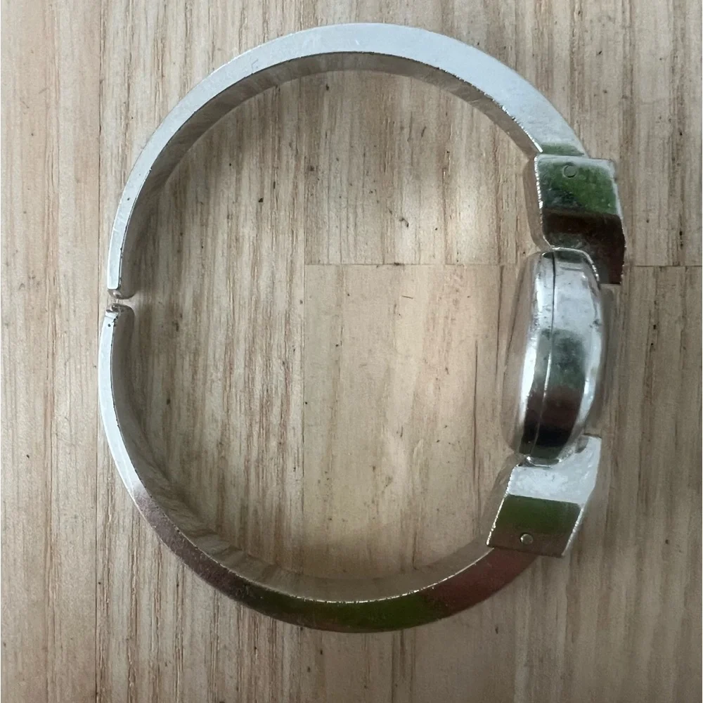 Vintage Sheffield ladies silver tone hinged cuff bracelet mechanical watch